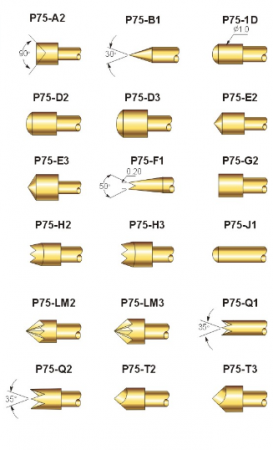 探针国产PA75-E2  圆锥头全镀金 针的外径是1.02mm 弹簧针