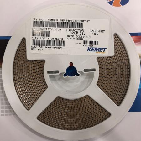 KEMET钽电容T491B106K025AT