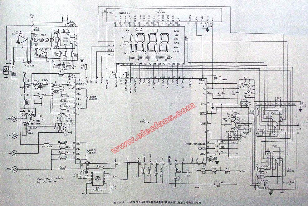 dt960t型数字万用表电路图