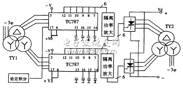 基于tc787的三相两重桥有源逆变电路