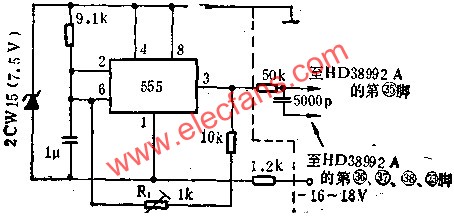 555电路组成电子钟的时间标准电路图