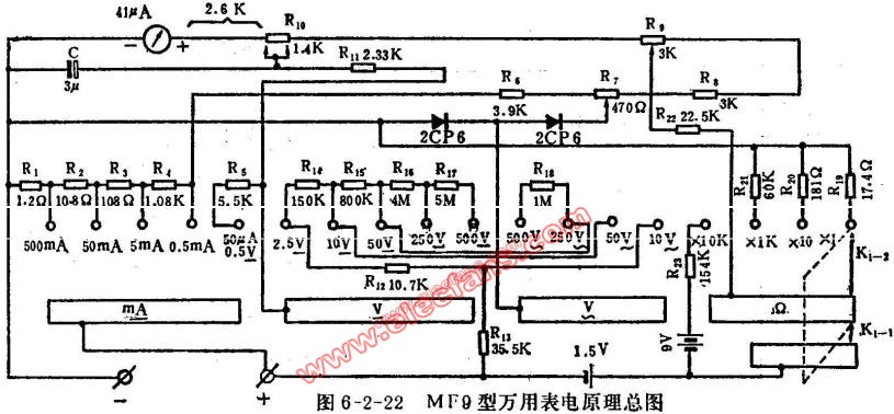 mf9型万用表电路图