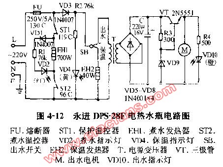 永进dps28f电热水瓶电路图