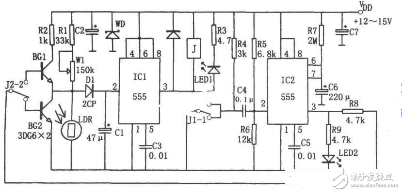 簡單的路燈自控電路圖大全（光控觸發器/NE555/光電控制電路詳解）