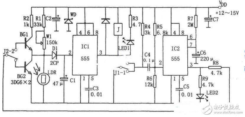 简单的路灯自控电路图大全（光控触发器/NE555/光电控制电路详解）