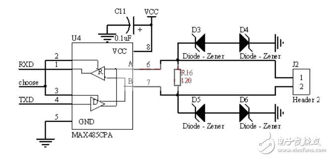 光电隔离RS485典型电路图