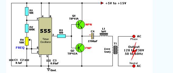 555作逆变器电路图大全（四款555作简易高频逆变器/家用逆变器电路）