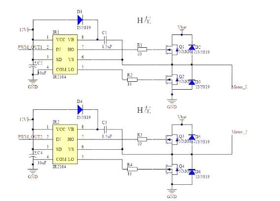 mos管h桥电机驱动电路图