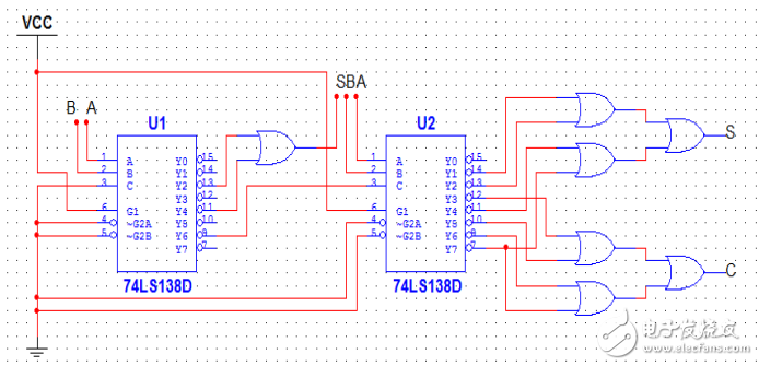 用74ls138设计全加器