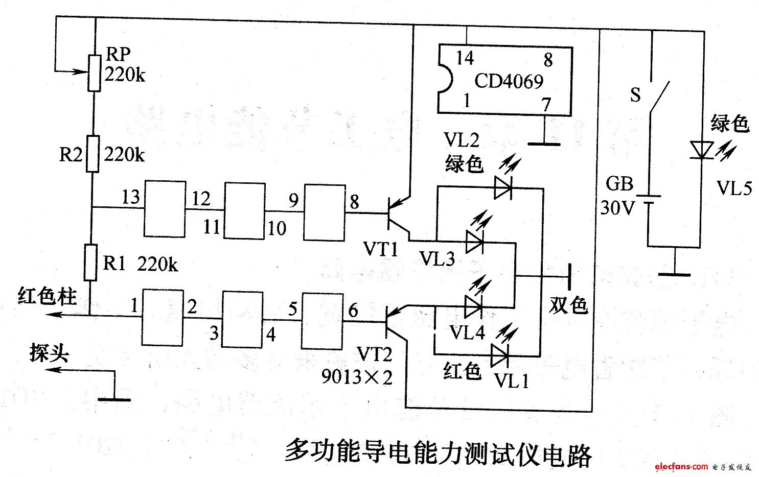 MAX1582构成的多功能导电能力测试仪电路