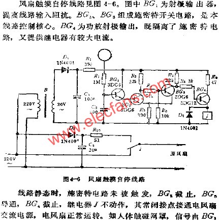 电风扇网罩触摸自停电路  www。elecfans。com