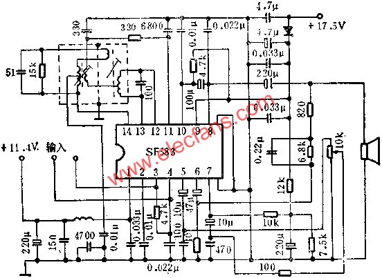 SF583伴音电路的应用电路图  www、elecfans、com