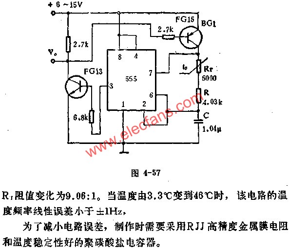 时基集成电路组成温度-频率变换器电路图 www、elecfans、com