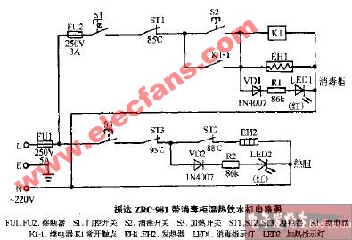 振達zrc-981帶消毒櫃溫熱飲水機電路圖