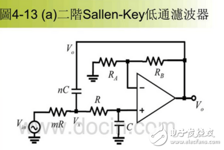 二阶有源低通滤波器电路图