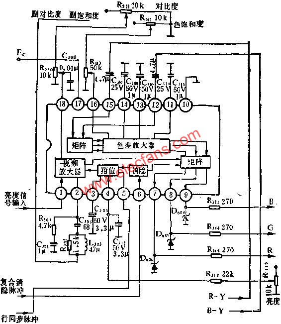 BJ5612方框图和外围电路图  www、elecfans、com