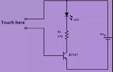 這裡,電阻器和led串聯連接到晶體管的集電極端子的正電源.