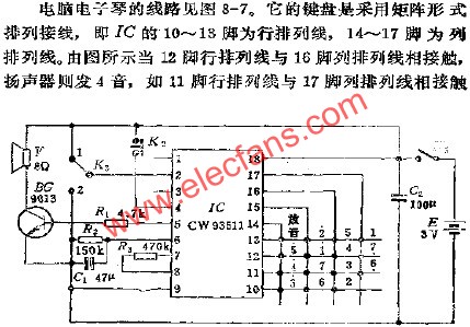 玩具电脑电子琴电路  www、elecfans、com