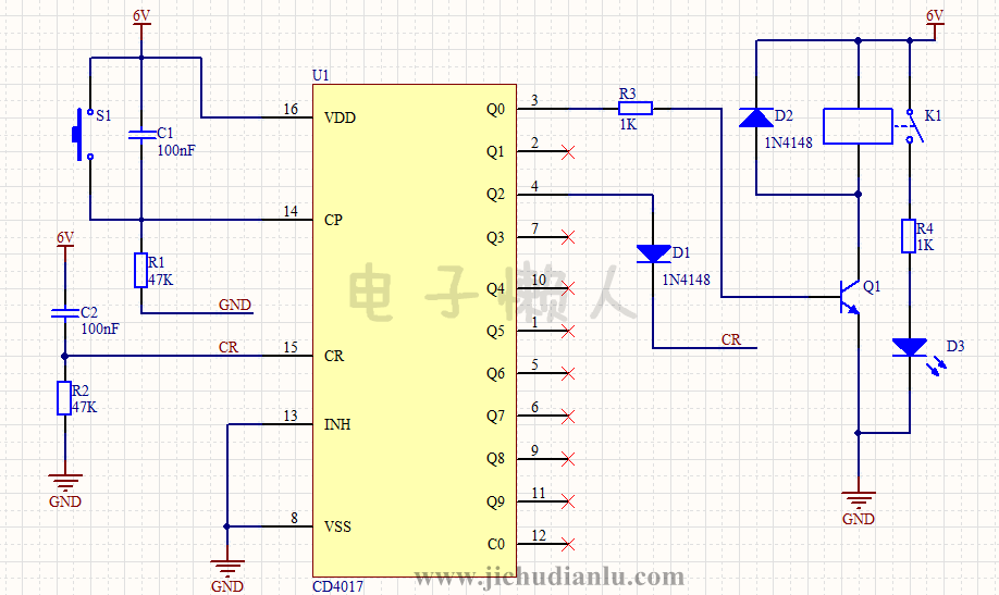 Cd4017be схема включения