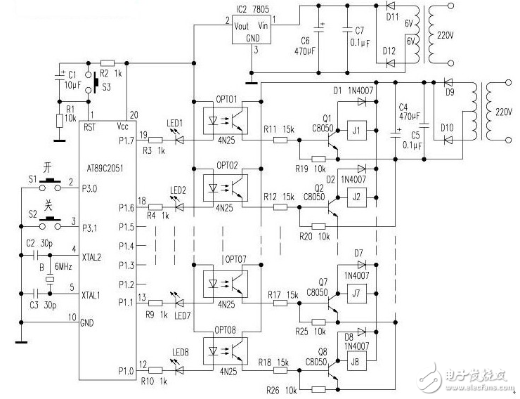 太阳能热水器电路图大全（上水自控电路/SN8P1706/恒温电热水器）